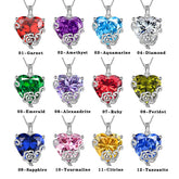 Women Heart Necklace Birthstone Jewelry Flower Rose Pendant Sterling Silver Birthday Girls Christmas Gift Atpx0011